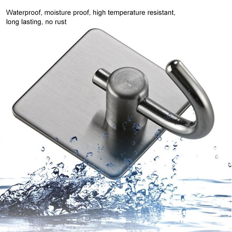 Stainless Steel Adhesive Wall Hook For Bathroom Kitchen No Drill Towel Holder 2