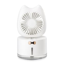 cat shape rechargeable desktop humidifier fan portable mist cooling mini desk air cooler