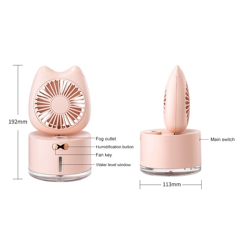 Cat Shape Rechargeable Desktop Humidifier Fan Portable Mist Cooling Mini Desk Air Cooler