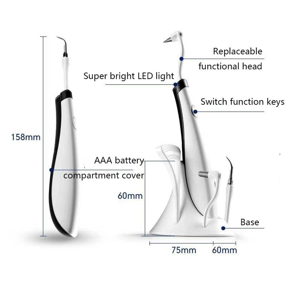 Portable Ultrasonic Teeth Cleaner Sonic Dental Scaler Tartar Remover Tool with LED Dental Care Device