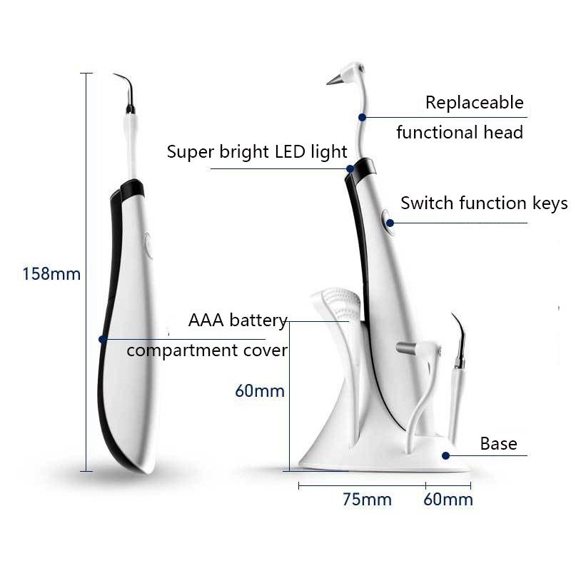 Portable Ultrasonic Teeth Cleaner Sonic Dental Scaler Tartar Remover Tool with LED Dental Care Device