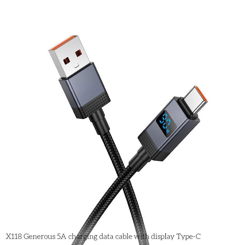 Fast Charging USB C Cable With LED Display Durable Braided 1