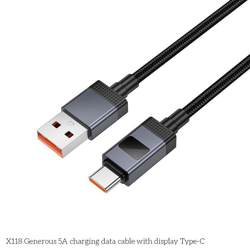 Fast Charging USB C Cable With LED Display Durable Braided 7