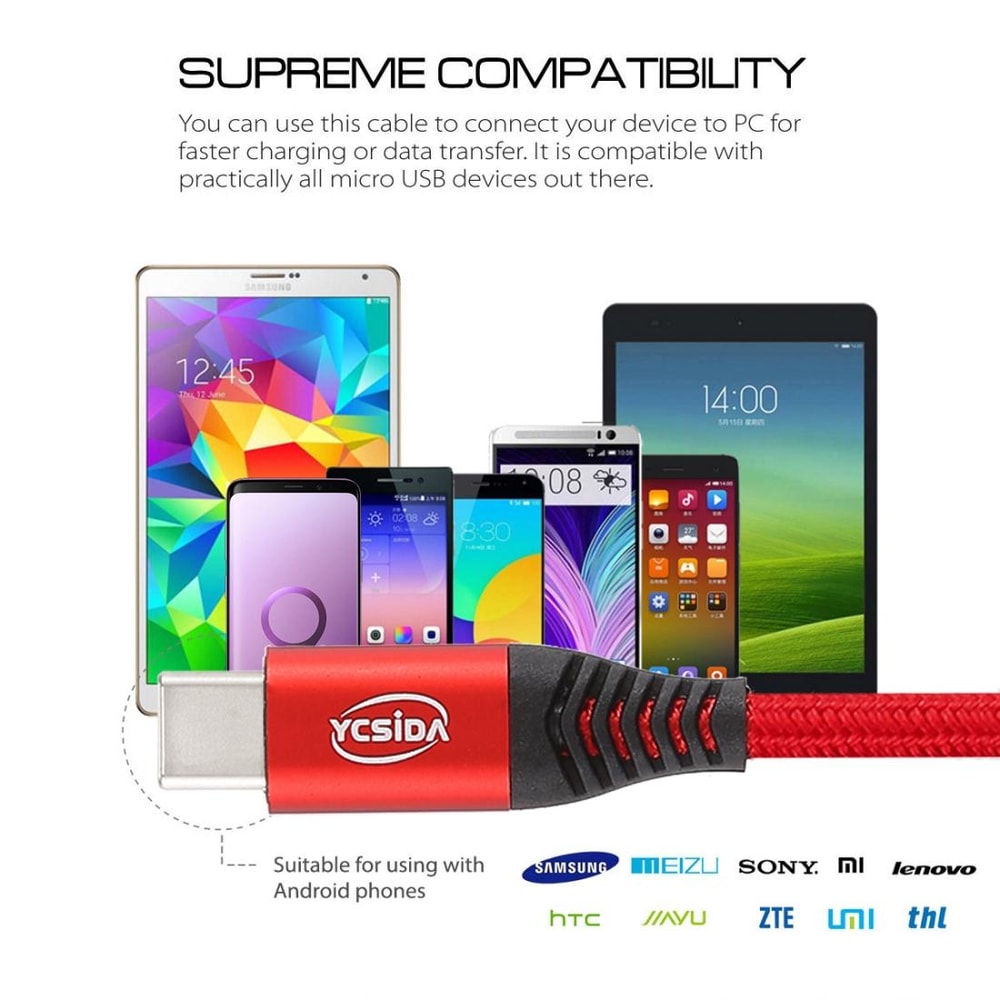 Fast Charging USB To Type C Cable 12M High Speed Data Sync Durable Copper Wire Charger 6