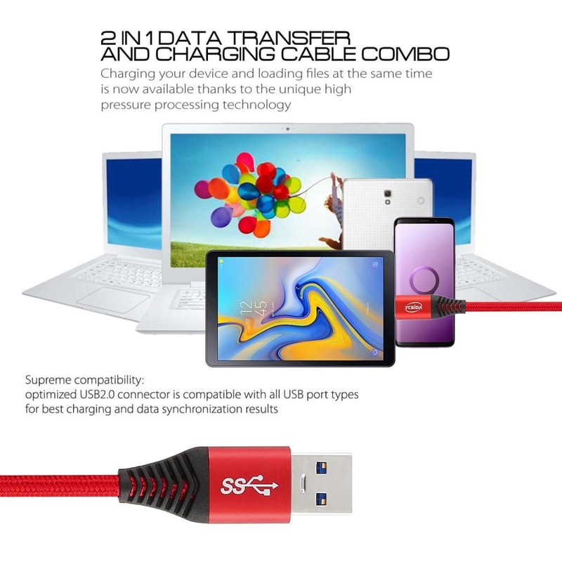 Fast Charging USB To Type C Cable 12M High Speed Data Sync Durable Copper Wire Charger 7