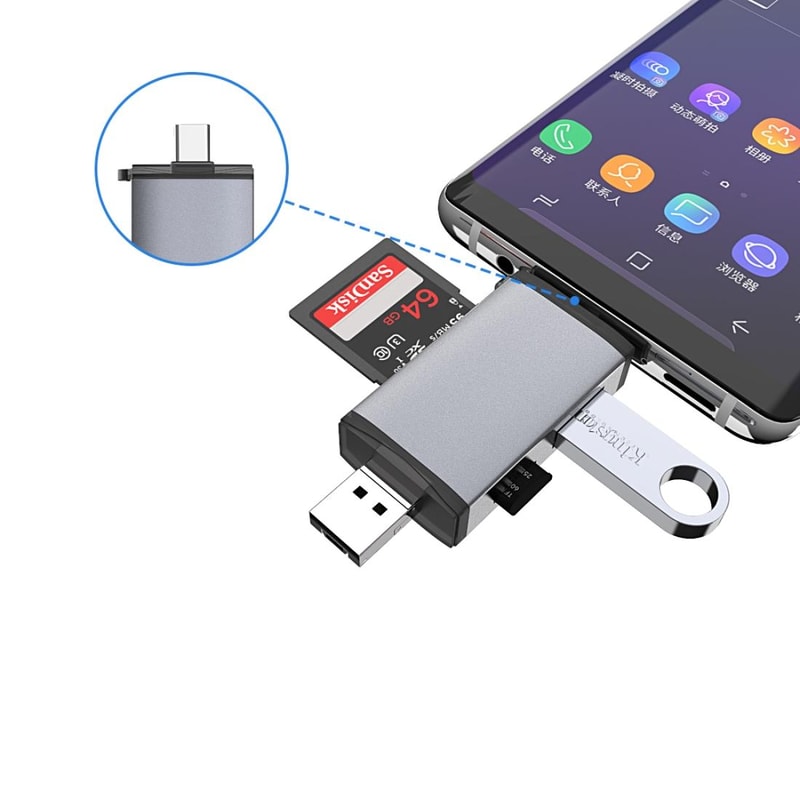 3 In 1 USB C OTG Card Reader For SD TF Micro USB Multi Device Adapter 6