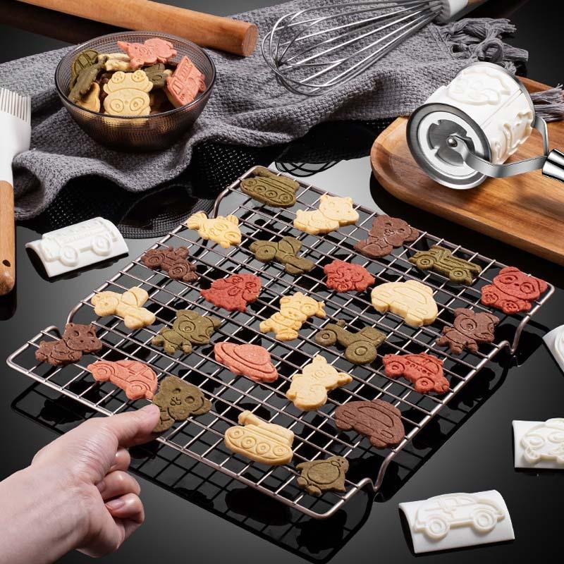 Stainless Steel Cookie Mold Roller Set Magnetic Baking Tool for DIY Cookie Baking