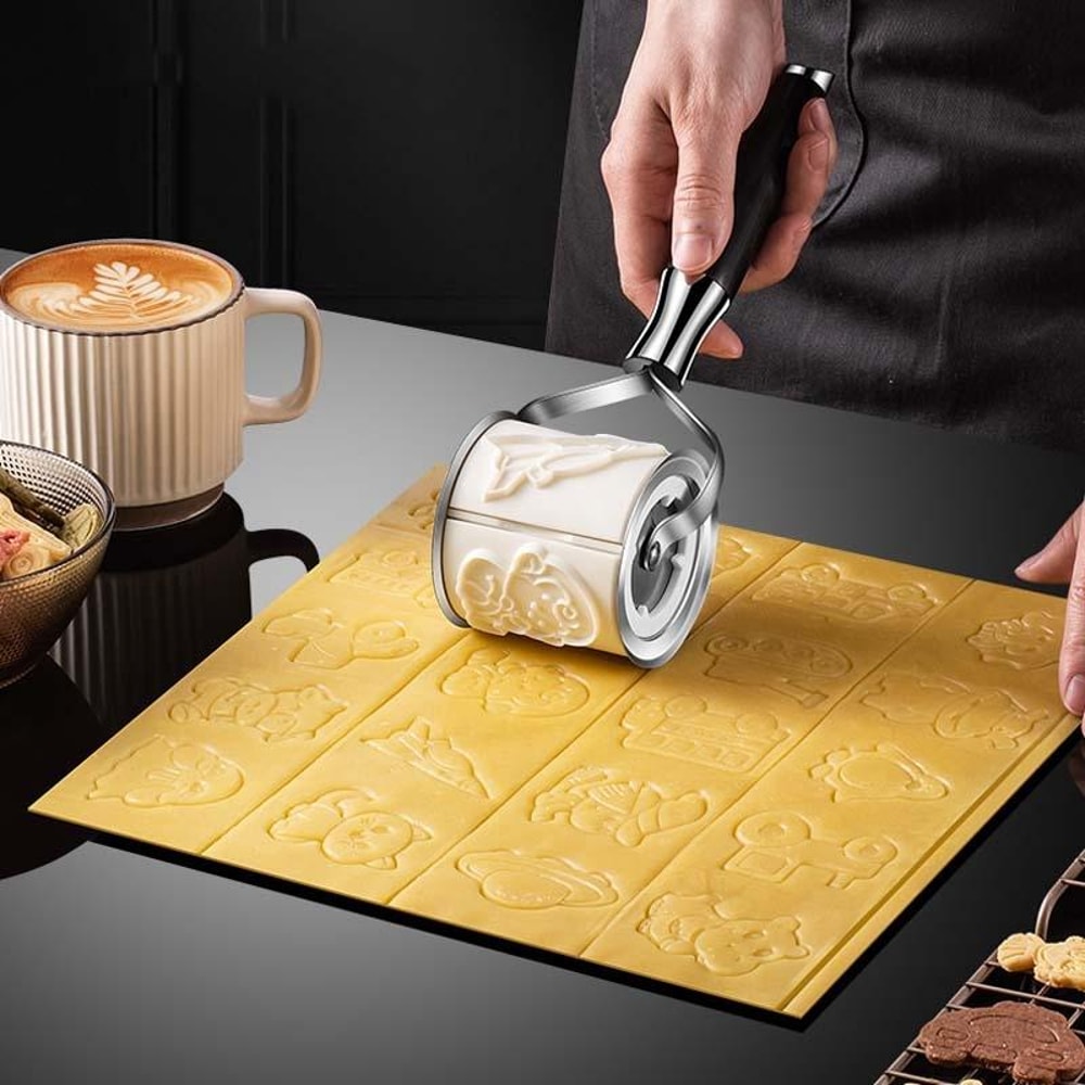 Stainless Steel Cookie Mold Roller Set Magnetic Baking Tool for DIY Cookie Baking