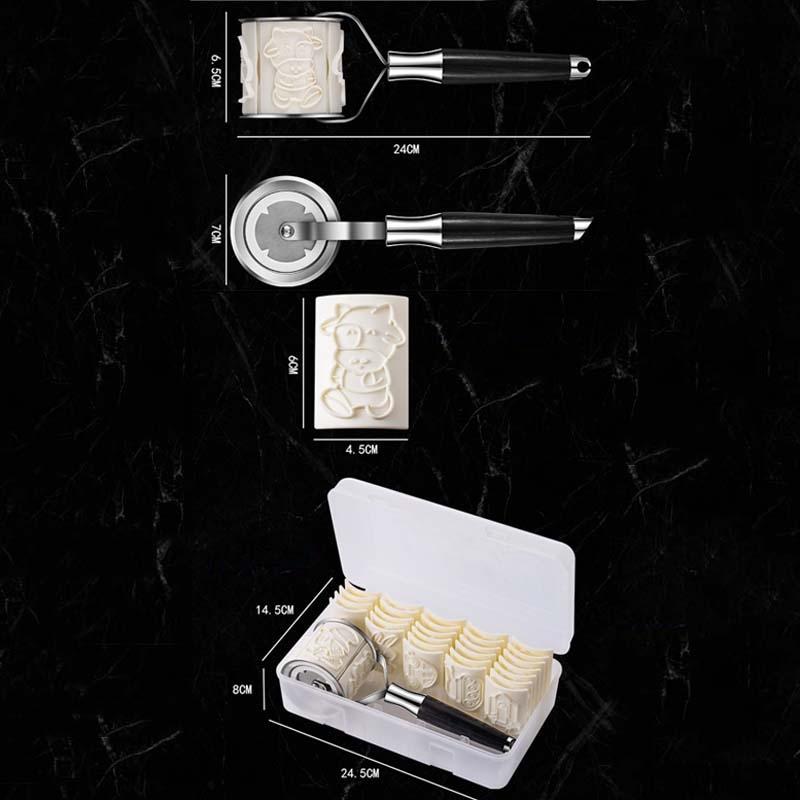 Stainless Steel Cookie Mold Roller Set Magnetic Baking Tool for DIY Cookie Baking