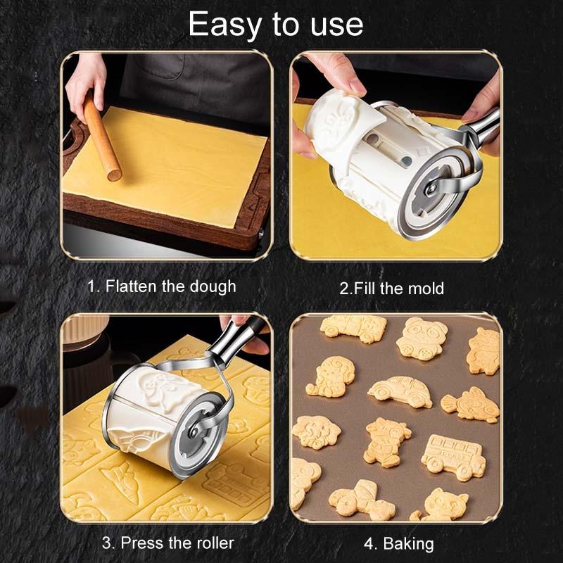 Stainless Steel Cookie Mold Roller Set Magnetic Baking Tool for DIY Cookie Baking
