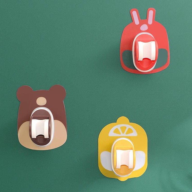 Cute Bear Adhesive Shower Head Holder Adjustable No Drill Wall Bracket 0