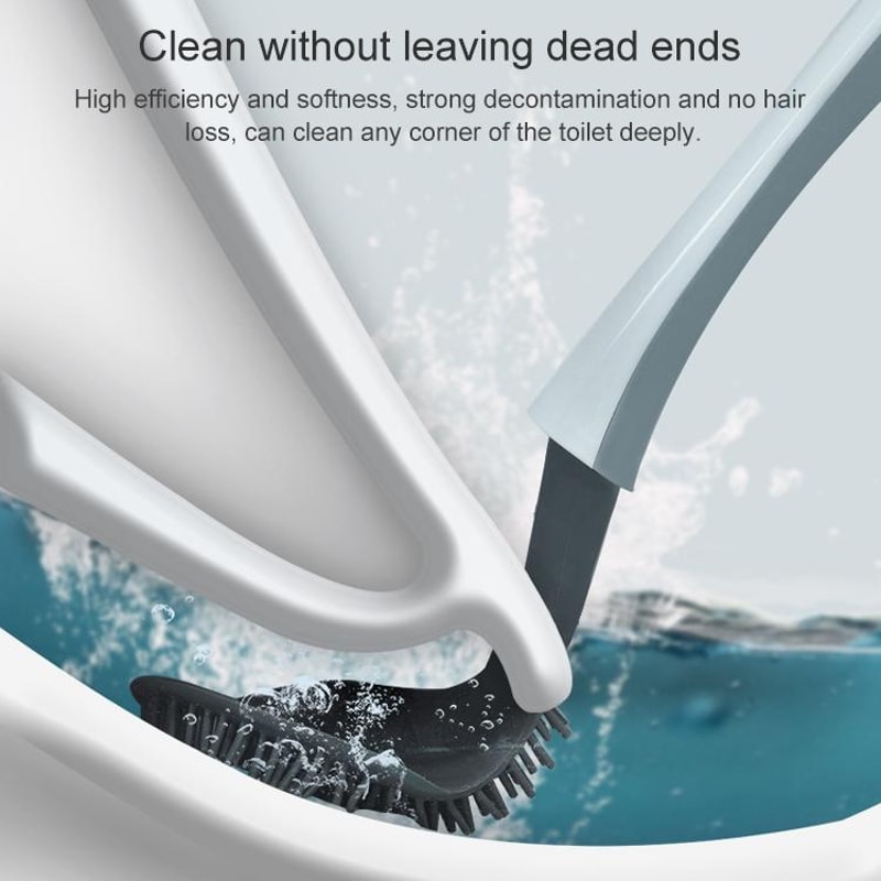 Silicone Toilet Brush With Holder Wall Mounted Bathroom Cleaner 1