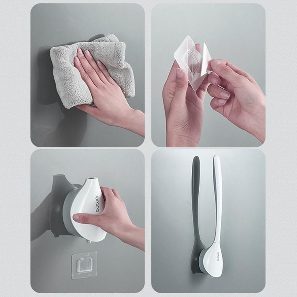 Silicone Toilet Brush With Holder Wall Mounted Bathroom Cleaner 5