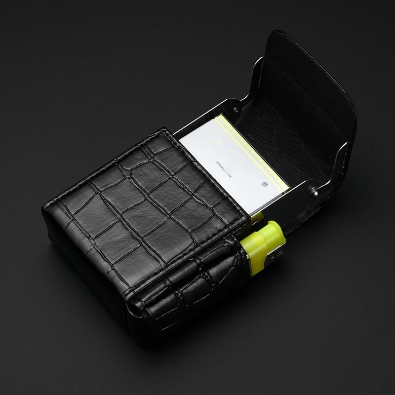 Slim PU Leather Cigarette Case With Lighter Holder Business Card Organizer 3