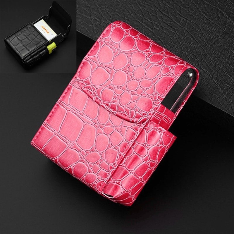 Slim PU Leather Cigarette Case With Lighter Holder Business Card Organizer 5