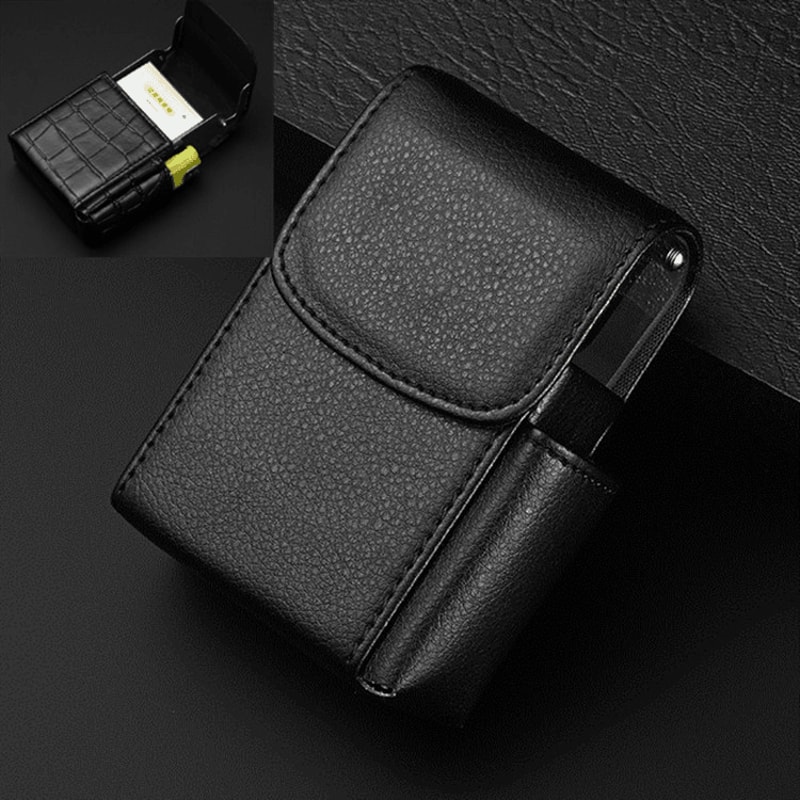 Slim PU Leather Cigarette Case With Lighter Holder Business Card Organizer 8