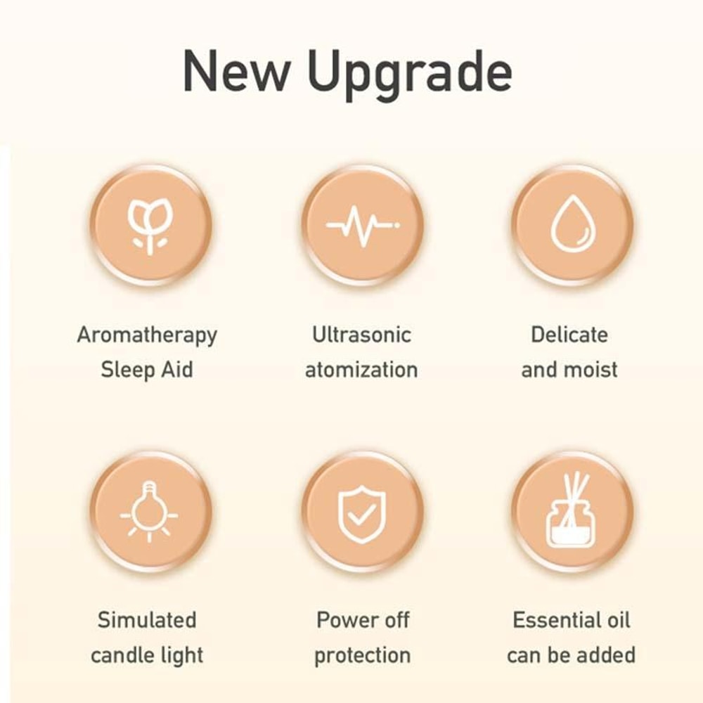 Flame Glow Candlelight Diffuser USB Night Light Humidifier With Essential Oil Aroma 2