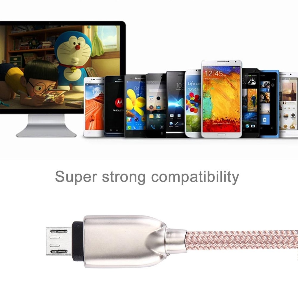 Durable Micro USB Charging Cable 1M Woven Fast Sync Cable With Copper Cores 7