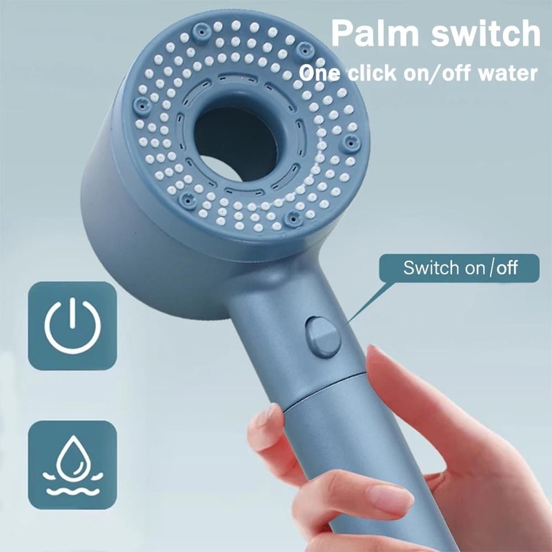 High Pressure Filtered Shower Head With 5 Spray Modes And Water Saving Stop Button 5