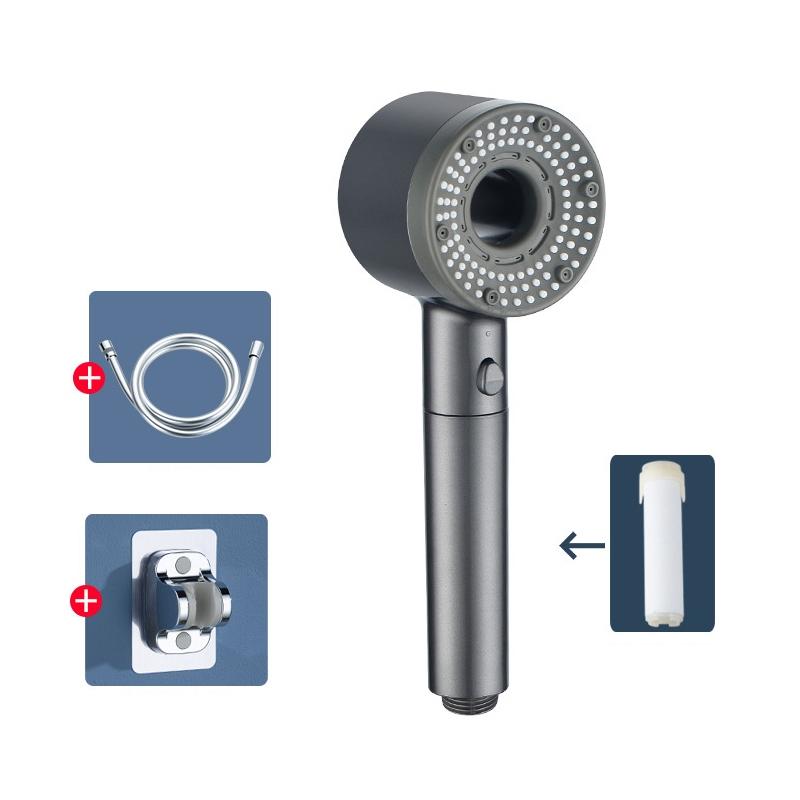 High Pressure Filtered Shower Head with 5 Spray Modes and Water Saving Stop Button