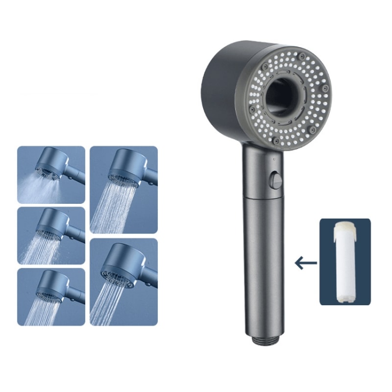 High Pressure Filtered Shower Head With 5 Spray Modes And Water Saving Stop Button 12