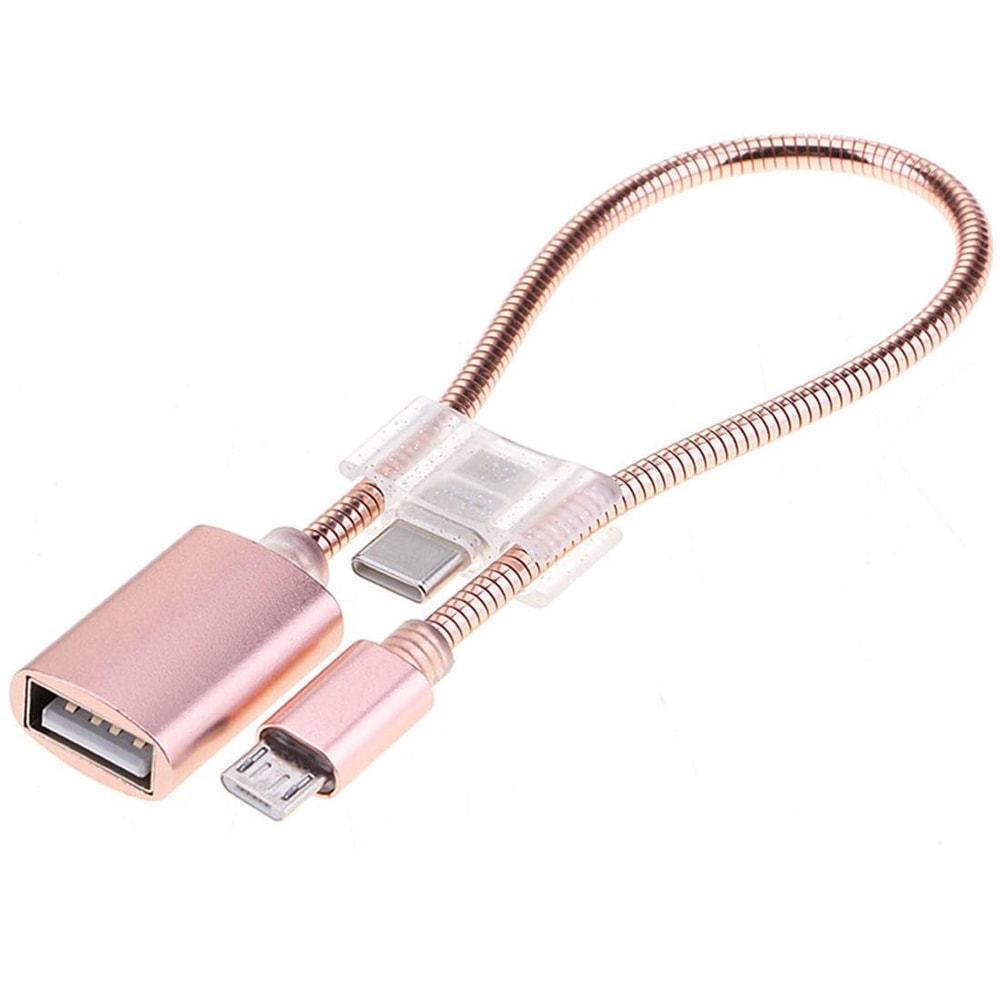 Flexible 2 In 1 Micro USB To USB C OTG Adapter Cable Fast Charging Data Sync 0