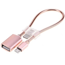 flexible 2 in 1 micro usb to usb c otg adapter cable fast charging & data sync