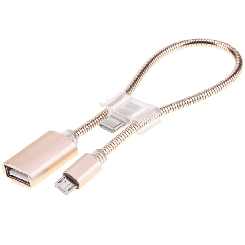 Flexible 2 In 1 Micro USB To USB C OTG Adapter Cable Fast Charging Data Sync 8