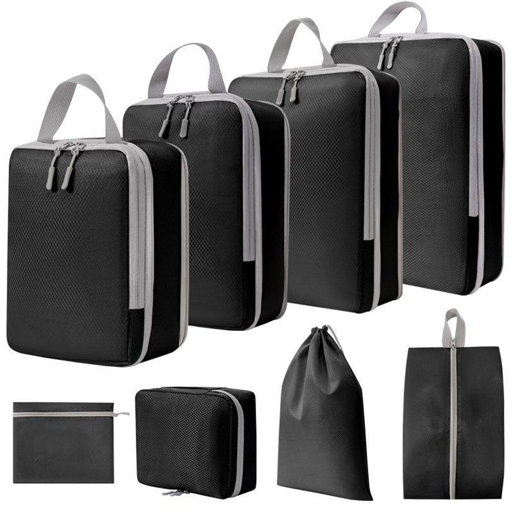 8 In 1 Compression Packing Cubes Set Expandable Travel Organizer Bags For Smart Luggage Storage 8