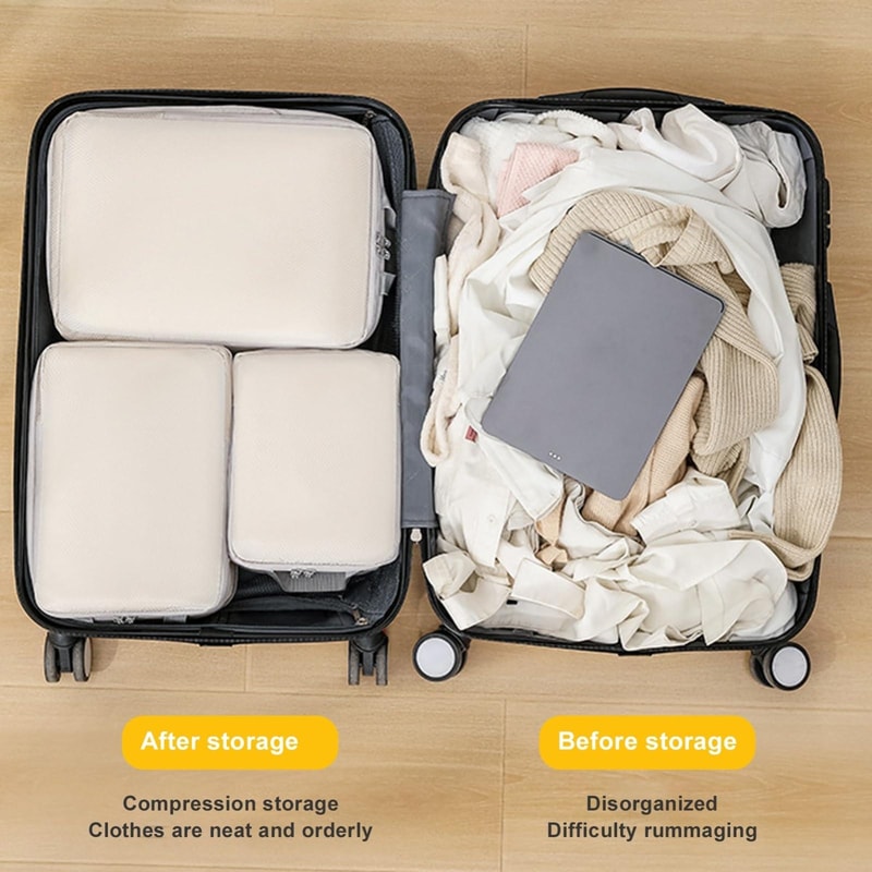 8 In 1 Compression Packing Cubes Set Expandable Travel Organizer Bags For Smart Luggage Storage 3