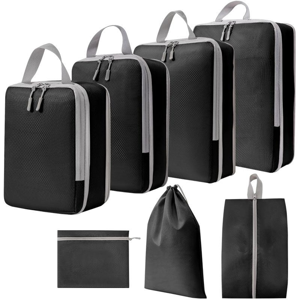 8 in 1 Compression Packing Cubes Set, Expandable Travel Organizer Bags for Smart Luggage Storage