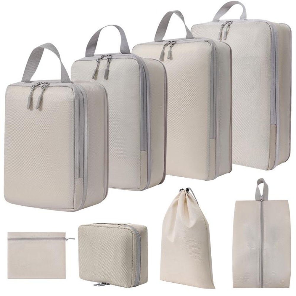 8 in 1 Compression Packing Cubes Set, Expandable Travel Organizer Bags for Smart Luggage Storage