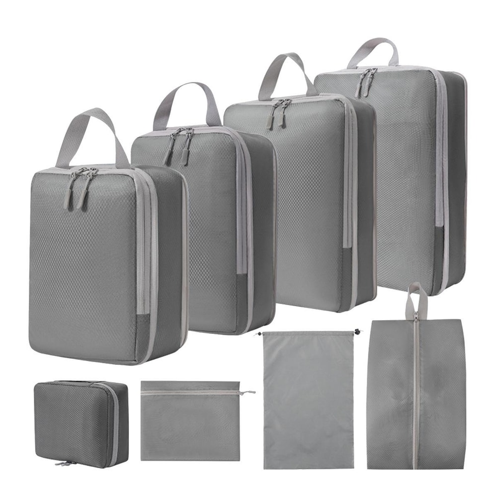 8 in 1 Compression Packing Cubes Set, Expandable Travel Organizer Bags for Smart Luggage Storage