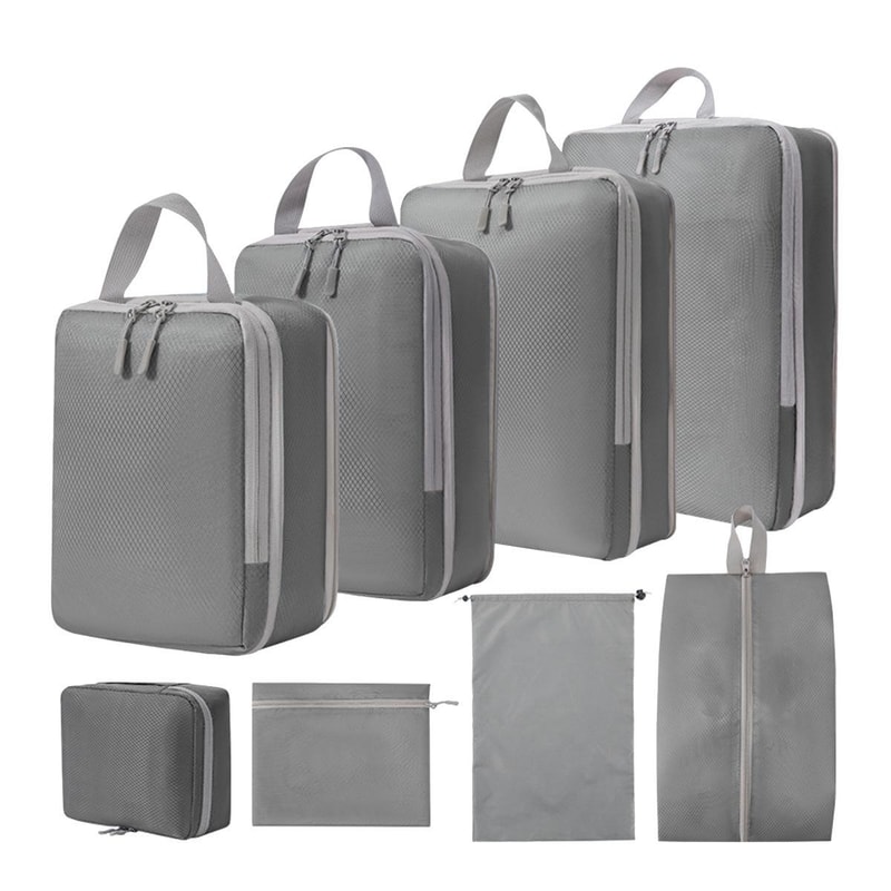 8 in 1 Compression Packing Cubes Set, Expandable Travel Organizer Bags for Smart Luggage Storage