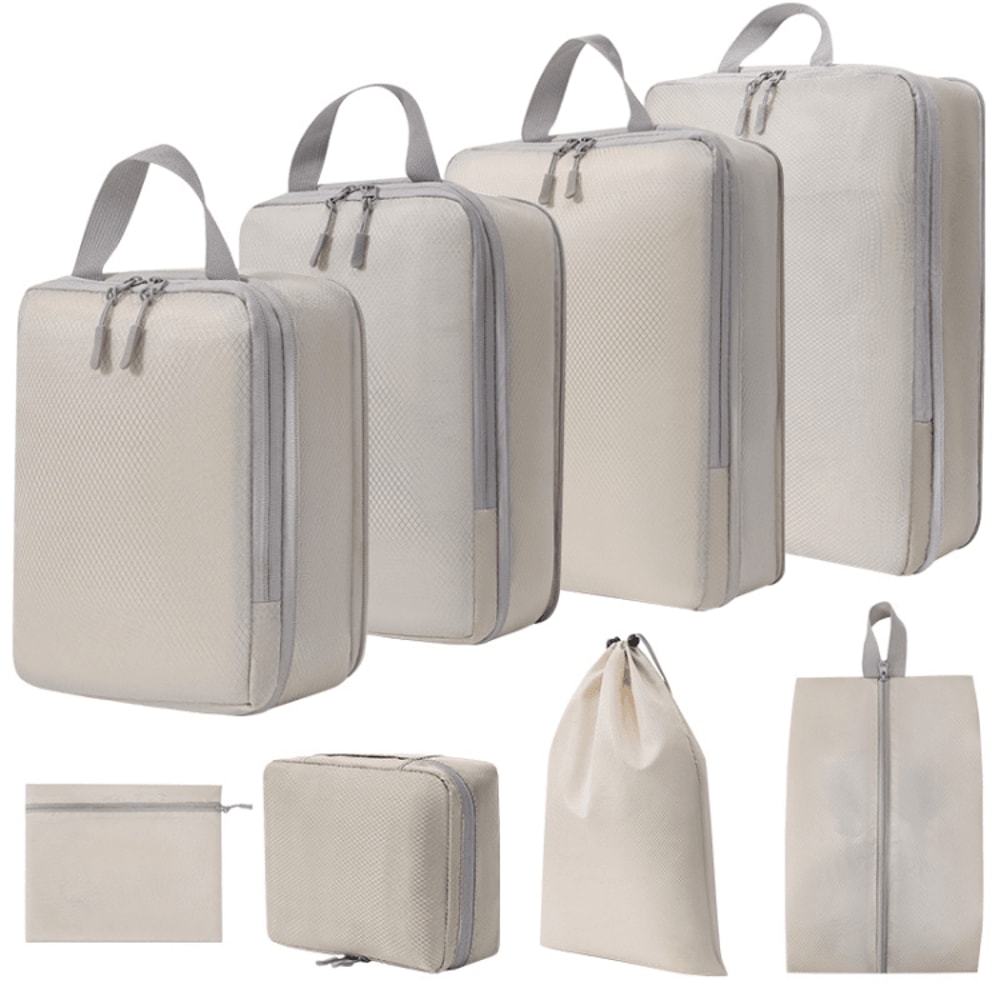 8 In 1 Compression Packing Cubes Set Expandable Travel Organizer Bags For Smart Luggage Storage 9