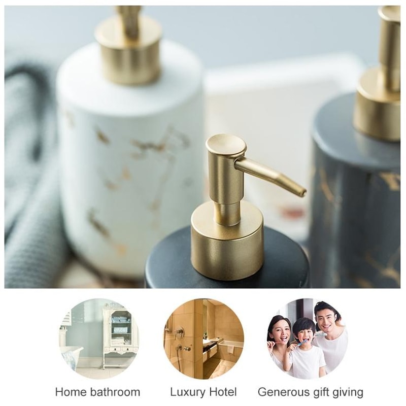 Ceramic Soap Dispenser Refillable Bathroom Shower Gel Bottle 4