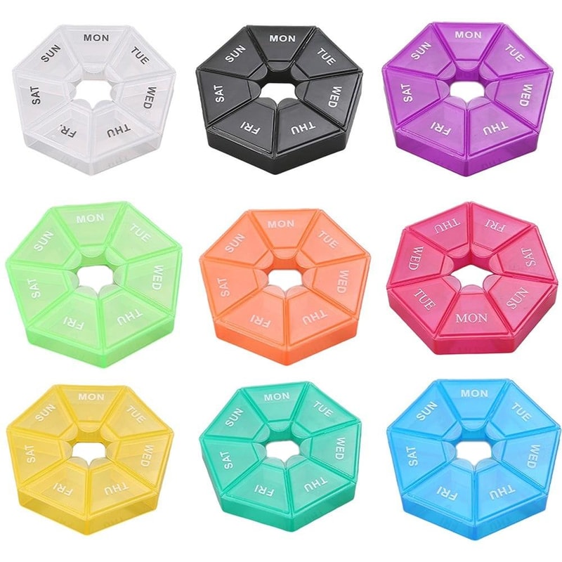 Portable Weekly Pill Organizer 7 Grid Travel Pill Case Moisture Proof Storage Set 3