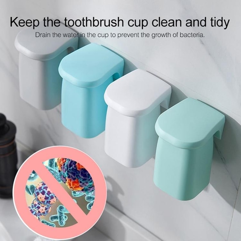 Magnetic Mouthwash Cup Wall Mounted Toothbrush Holder 4