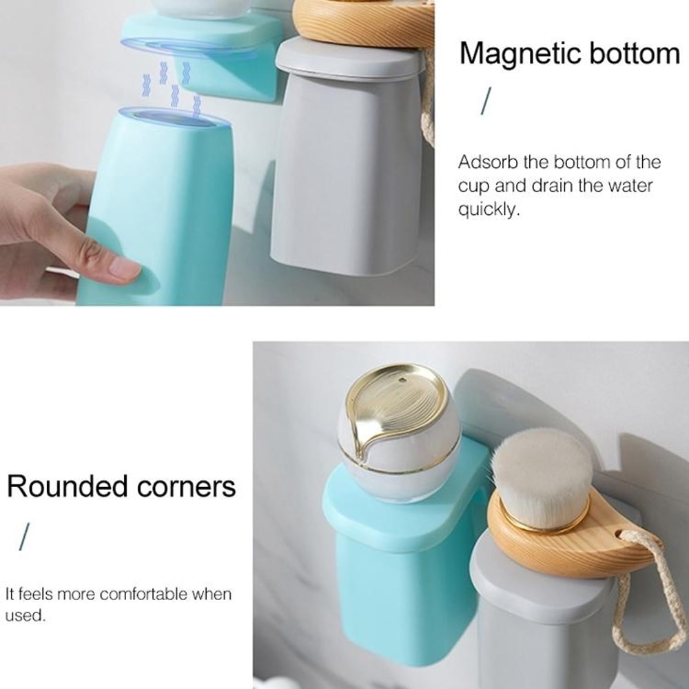Magnetic Mouthwash Cup Wall Mounted Toothbrush Holder 5