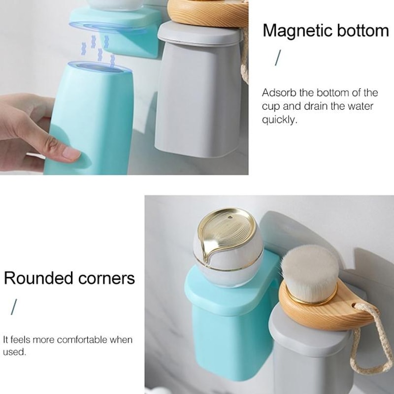 Magnetic Mouthwash Cup Wall Mounted Toothbrush Holder 5