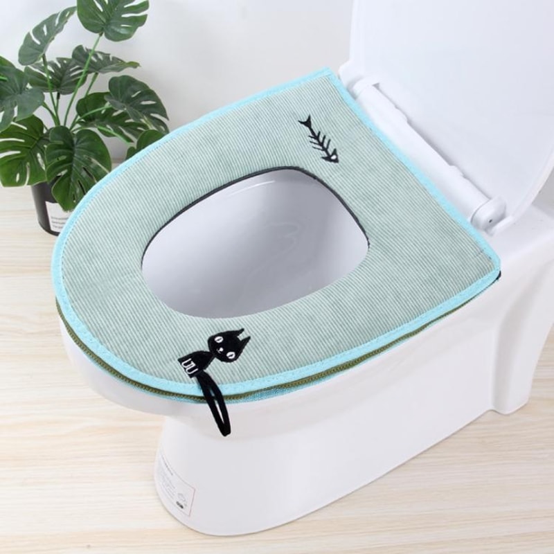 Washable Toilet Seat Cover Warmer Soft Cushion Toilet Lid Mat Bathroom Seat Pad