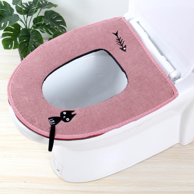 Washable Toilet Seat Cover Warmer Soft Cushion Toilet Lid Mat Bathroom Seat Pad