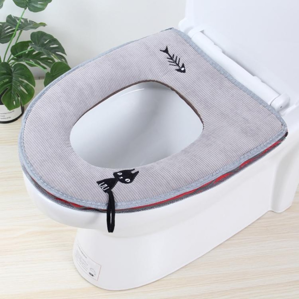 Washable Toilet Seat Cover Warmer Soft Cushion Toilet Lid Mat Bathroom Seat Pad