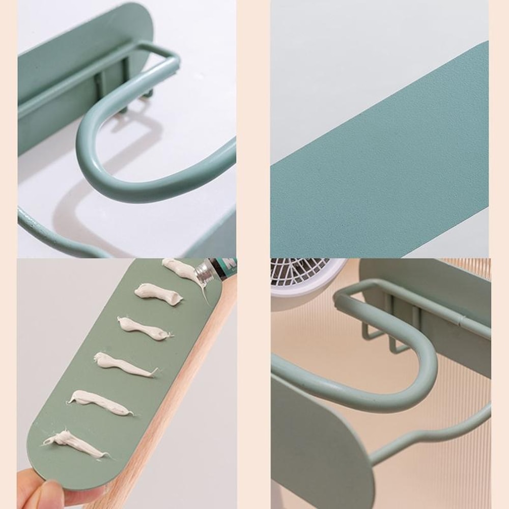 No Drill Wall Mounted Hair Dryer Holder For Bathroom Storage Black 3