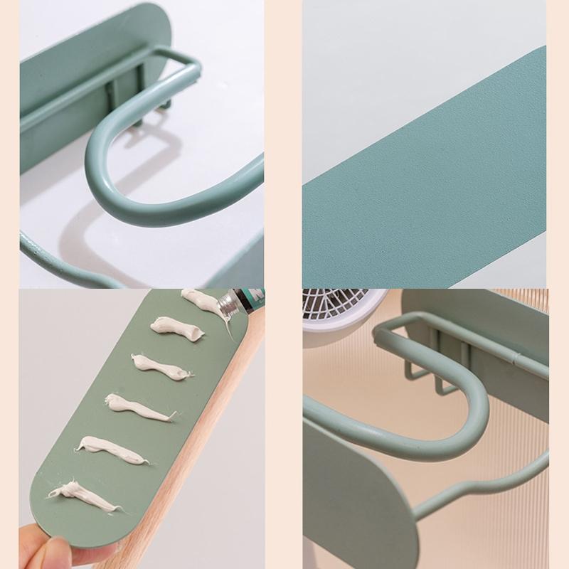 No Drill Wall Mounted Hair Dryer Holder For Bathroom Storage Black 3