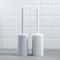 Long Handle Soft Bristle Toilet Brush with Holder Base Bathroom Cleaning Set White