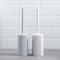 Long Handle Soft Bristle Toilet Brush with Holder Base Bathroom Cleaning Set White