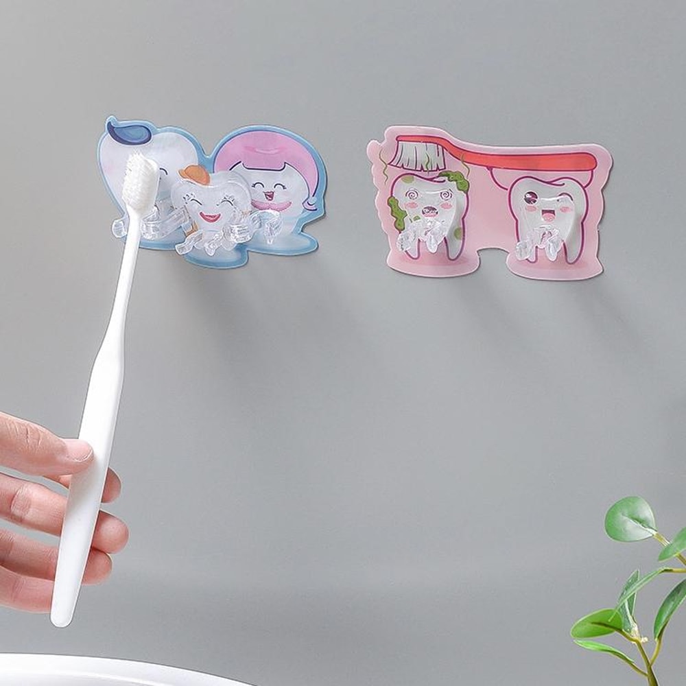 Wall Mounted Toothbrush Holder With Adhesive Hooks 6