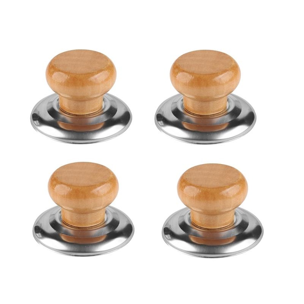 Wooden Stainless Steel Pot Lid Handle Replacement Universal Heat Resistant Pot Lid Knobs