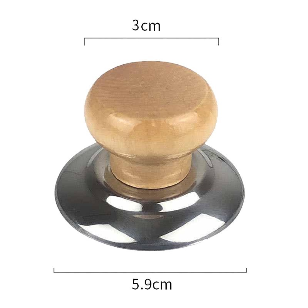Wooden Stainless Steel Pot Lid Handle Replacement Universal Heat Resistant Pot Lid Knobs